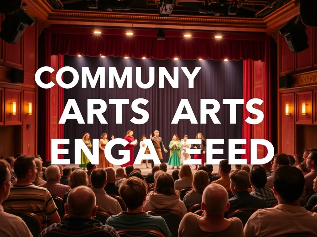 A vibrant image depicting a community theater performance organized by CLARK YOUR HANSD, showcasing actors on stage and an engaged audience.