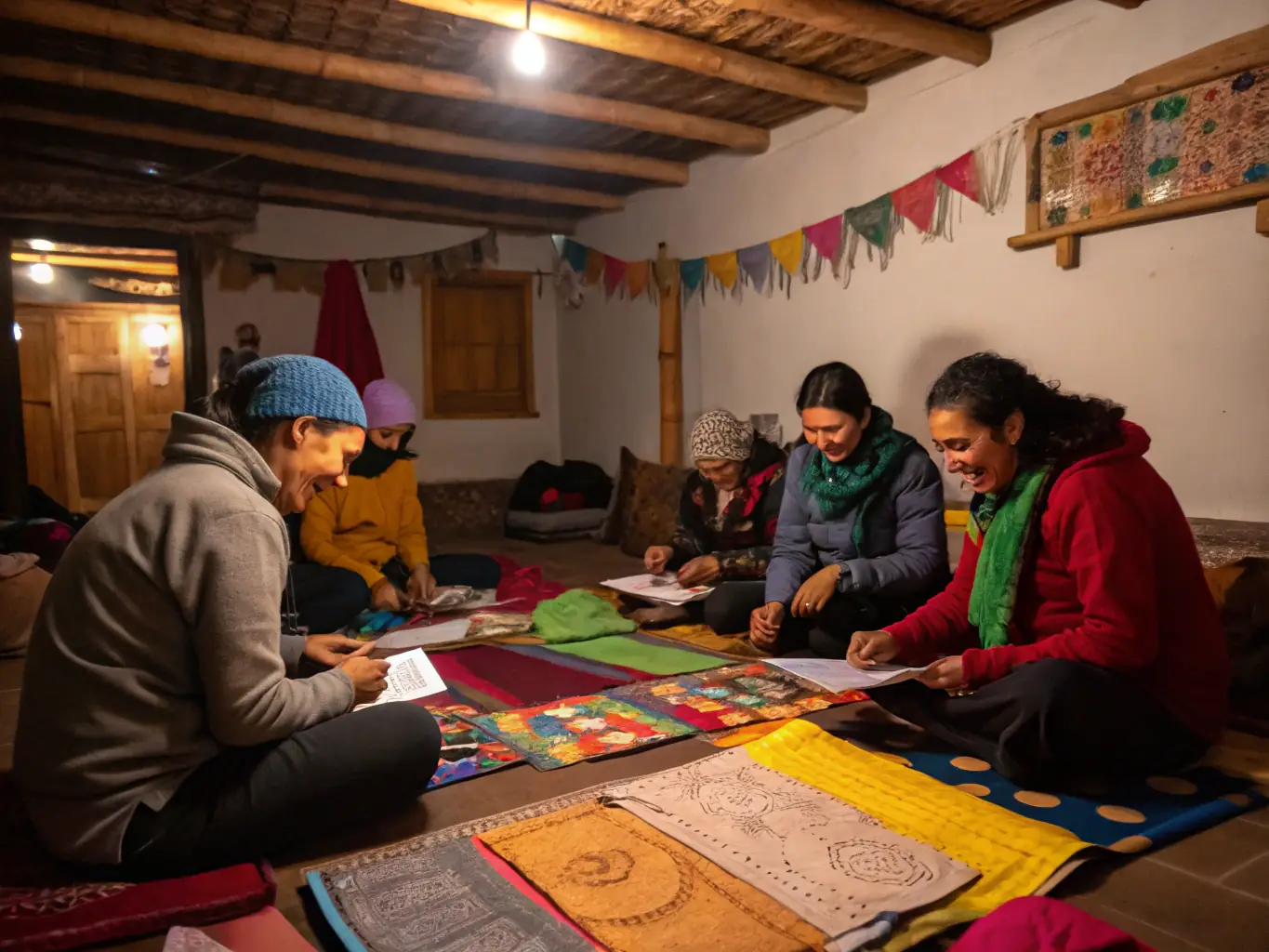 A photograph of participants engaged in an educational workshop on traditional crafts, organized by CLARK YOUR HANSD, with instructors demonstrating techniques.